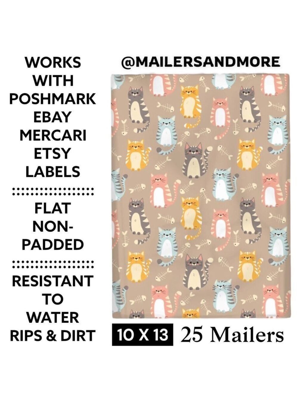 25 10X13 Poly Mailers, Cats and Fish Bones Shipping Envelopes PRICE IS FIRM - Picture 2 of 8
